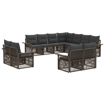 Tuinbankenset 11 pcs Grijs en Donkergrijs poly rattan