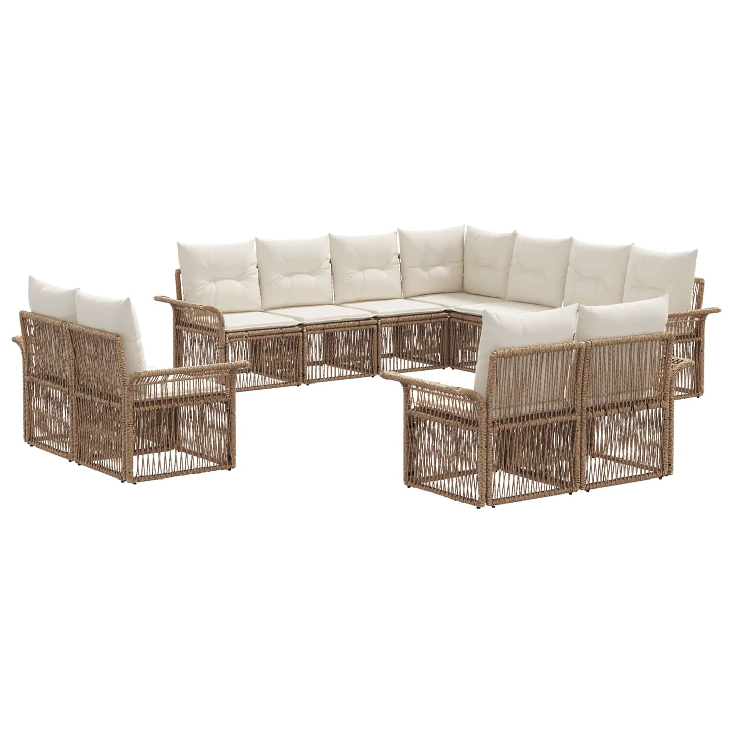 Tuinbankenset 11 pcs Beige en Crème Wit poly rattan