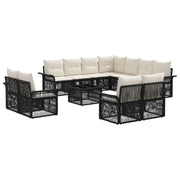 Tuinbankenset poly rattan zwart cream wit 23 zitplaatsen