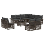 Tuinbankenset poly rattan grijs 11 zitplaatsen