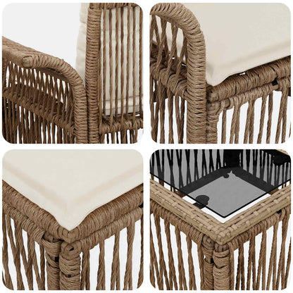 Tuinbankenset 12 pcs Beige en Crème Wit poly rattan
