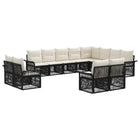 Tuinset poly rattan zwart cream wit 12 personen
