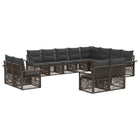 Tuinbankenset 12-delig poly rattan grijs