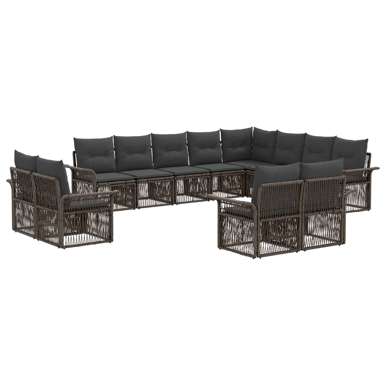 Tuinbankenset 12 pcs Grijs en Donkergrijs poly rattan