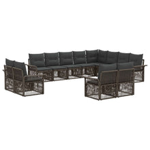 Tuinbankenset 12 pcs Grijs en Donkergrijs poly rattan