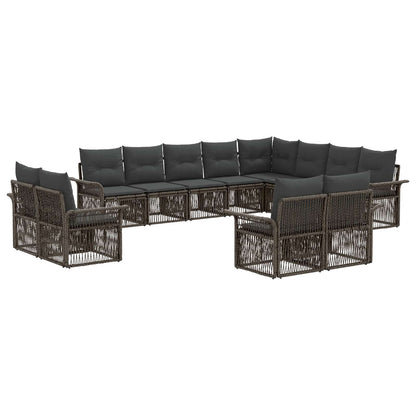 Tuinbankenset 12 pcs Grijs en Donkergrijs poly rattan