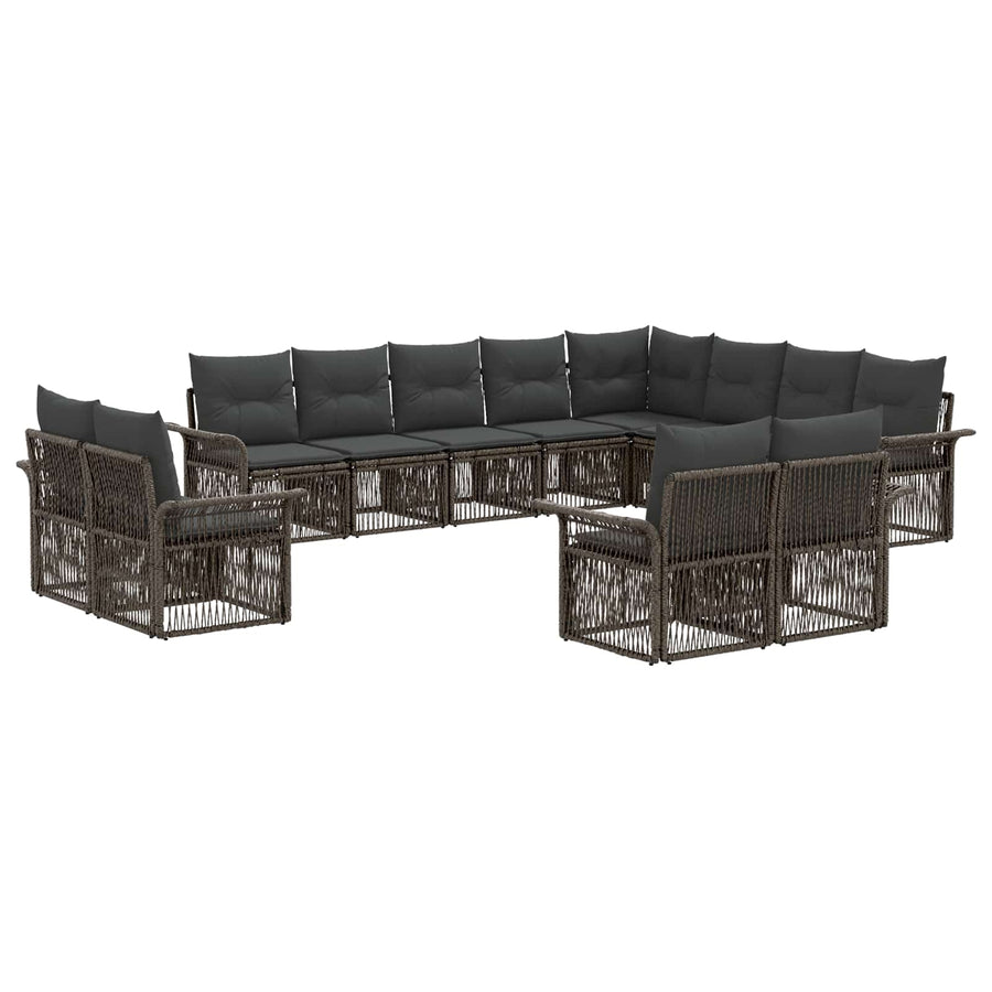 Tuinbankenset 12 pcs Grijs en Donkergrijs poly rattan