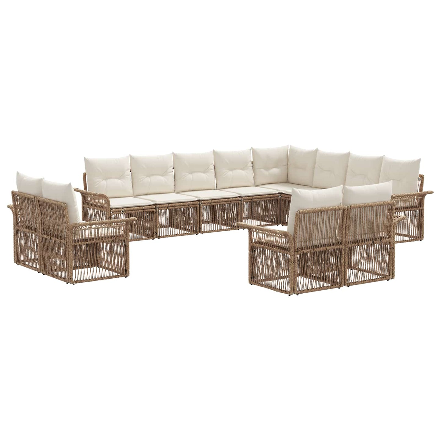 Tuinbankenset 12 pcs Beige en Crème Wit poly rattan