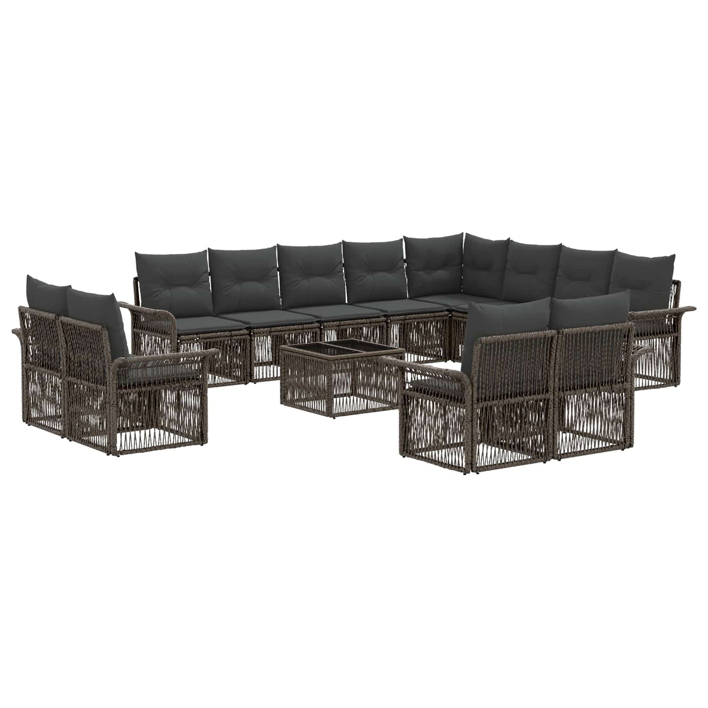 Tuinbankenset 13 pcs Grijs en Donkergrijs poly rattan