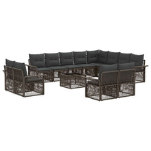Tuinbankenset 13 pcs Grijs en Donkergrijs poly rattan