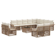 Tuinbankenset poly rattan beige crème wit 13-delig