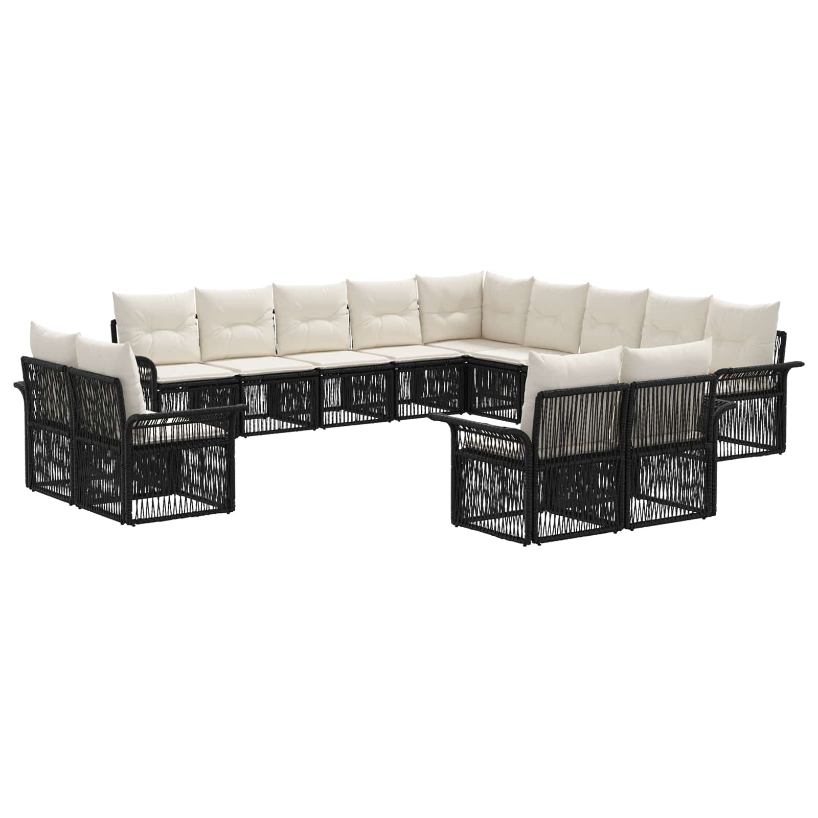 Tuinbankenset 13 pcs Zwart en Cream Wit poly rattan