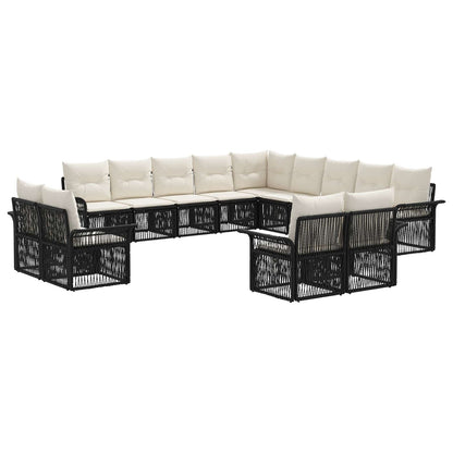 Tuinbankenset 13 pcs Zwart en Cream Wit poly rattan