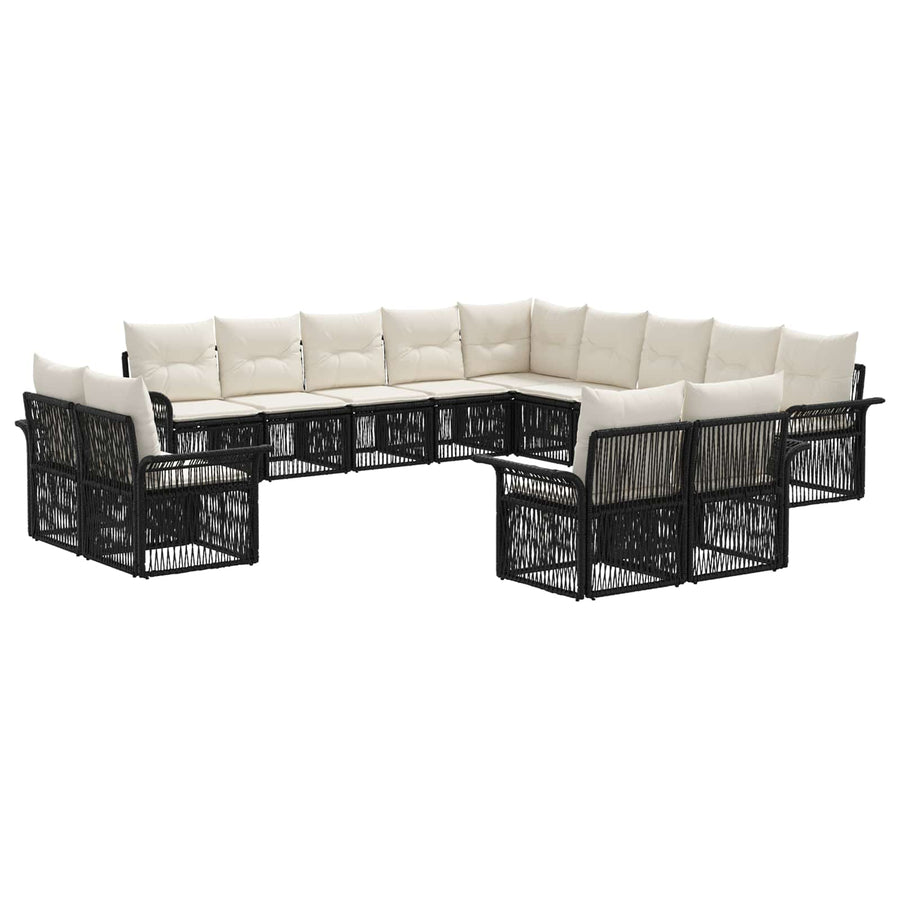 Tuinbankenset 13 pcs Zwart en Cream Wit poly rattan