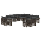 Tuinbankenset poly rattan grijs donkergrijs 13-delig