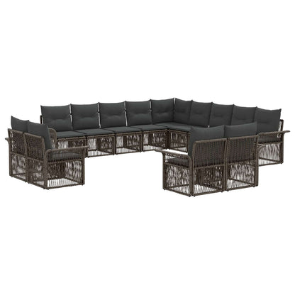 Tuinbankenset 13 pcs Grijs en Donkergrijs poly rattan