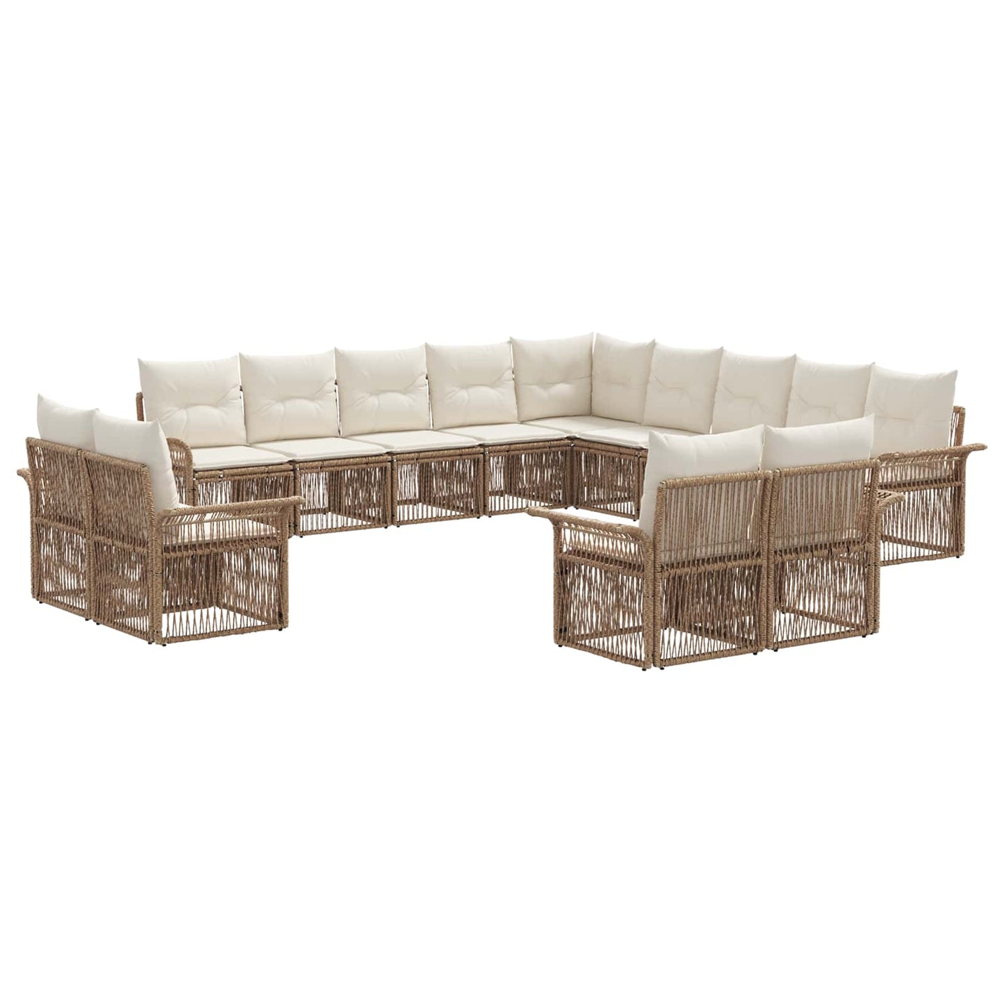 Tuinbankenset 13 pcs Beige en Crème Wit poly rattan