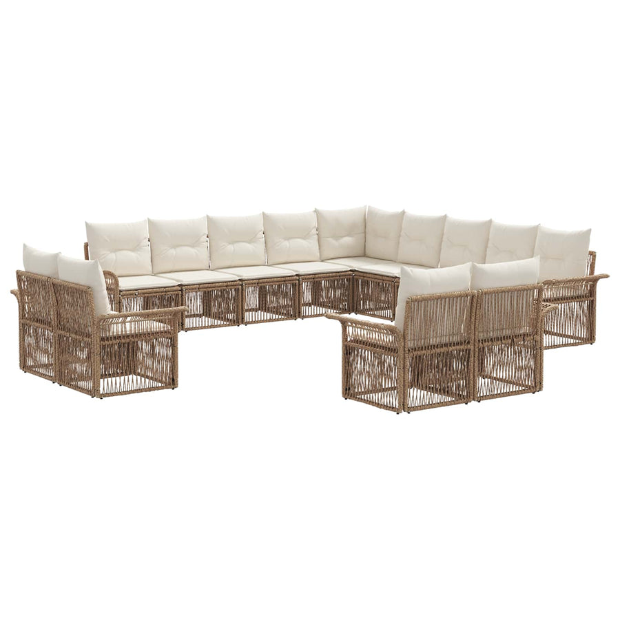 Tuinbankenset 13 pcs Beige en Crème Wit poly rattan