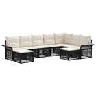 Tuinbankenset poly rattan zwart cream wit 9-delig