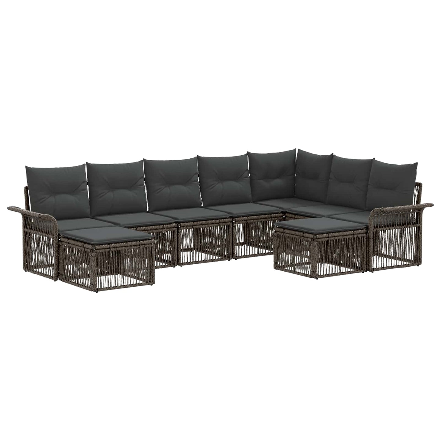 Tuinbankenset 9 pcs Grijs en Donkergrijs poly rattan