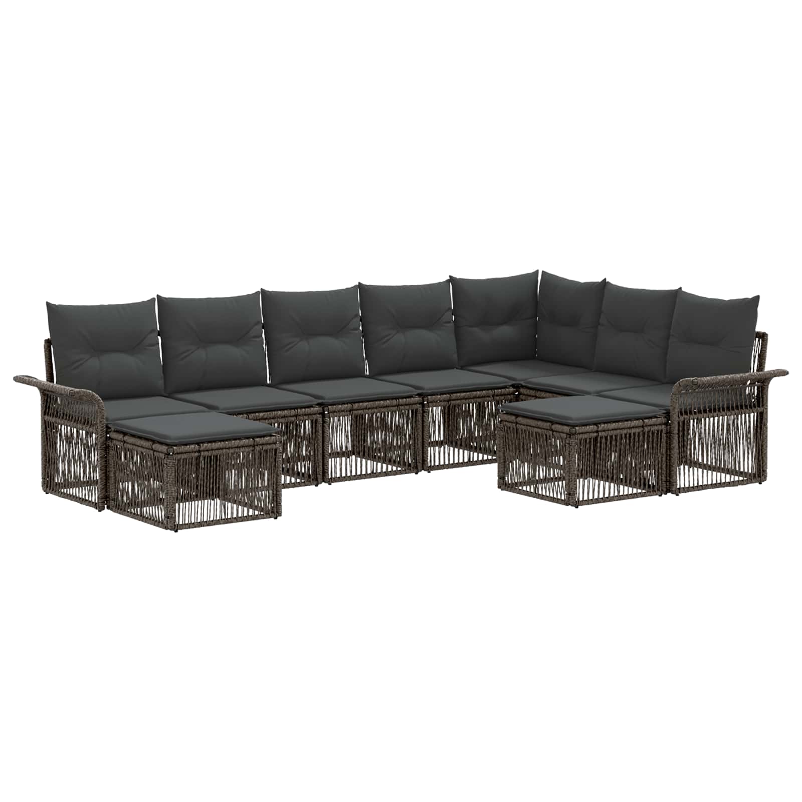 Tuinbankenset 9 pcs Grijs en Donkergrijs poly rattan