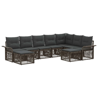 Tuinbankenset 9 pcs Grijs en Donkergrijs poly rattan