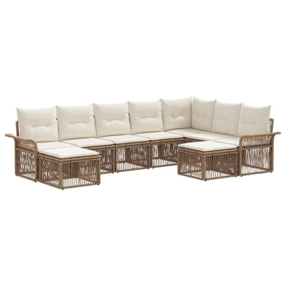 Tuinbankenset 9 pcs Beige en Crème Wit poly rattan