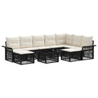 Garden Lounge Set 10 pcs Black and Cream White poly rattan