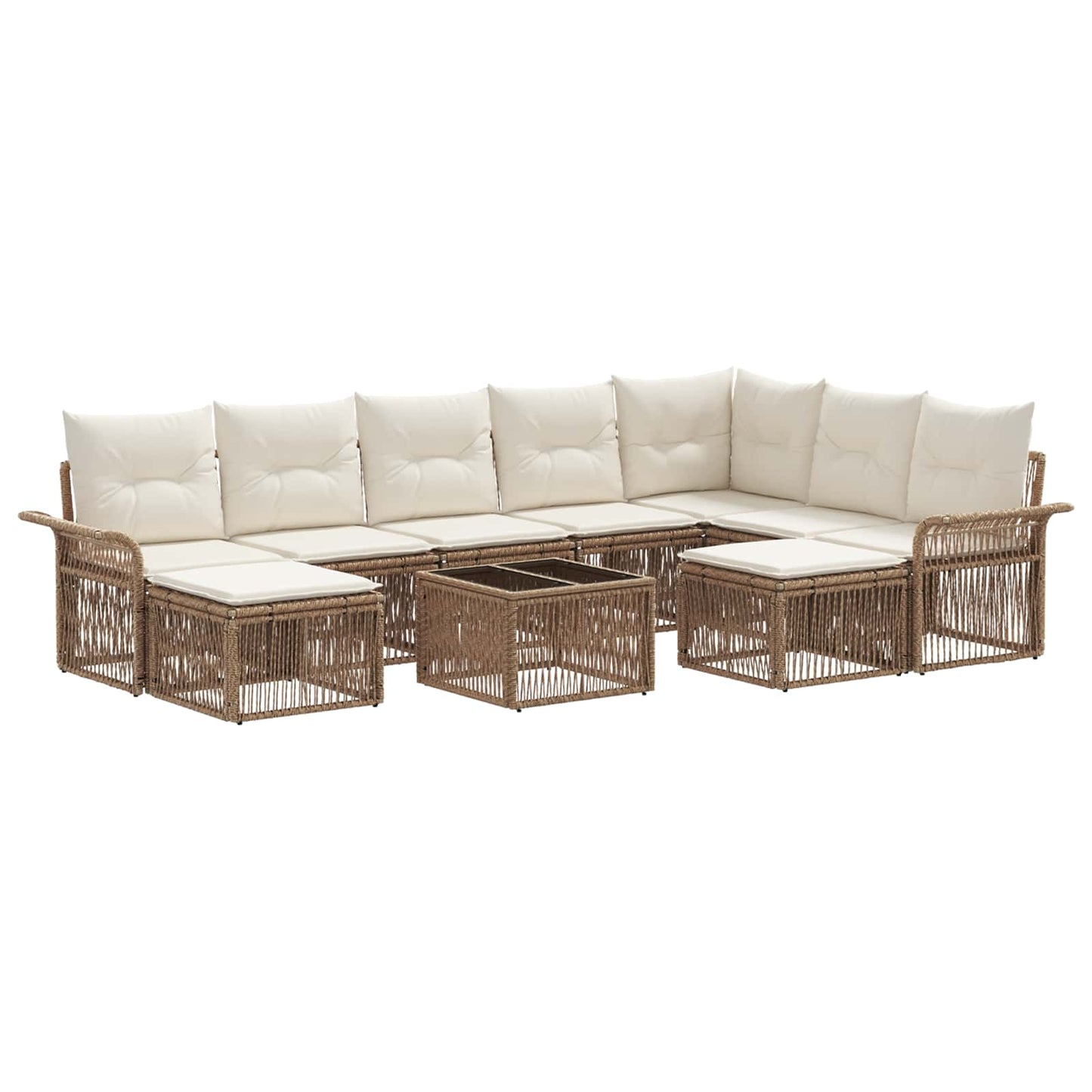 Tuinbankenset 10 pcs Beige en Crème Wit poly rattan