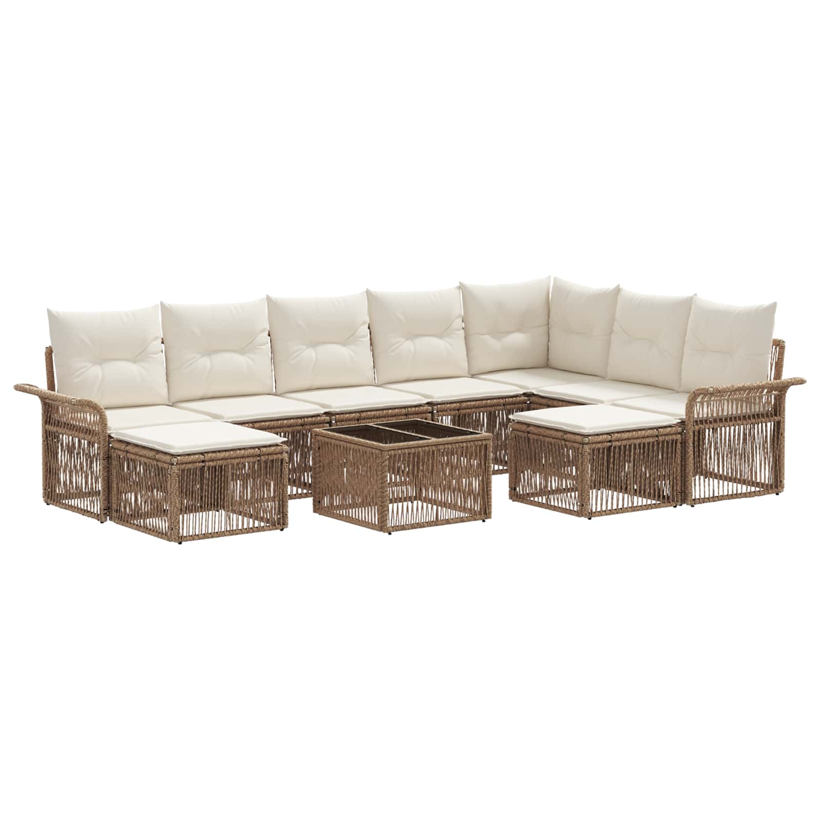 Tuinbankenset 10 pcs Beige en Crème Wit poly rattan