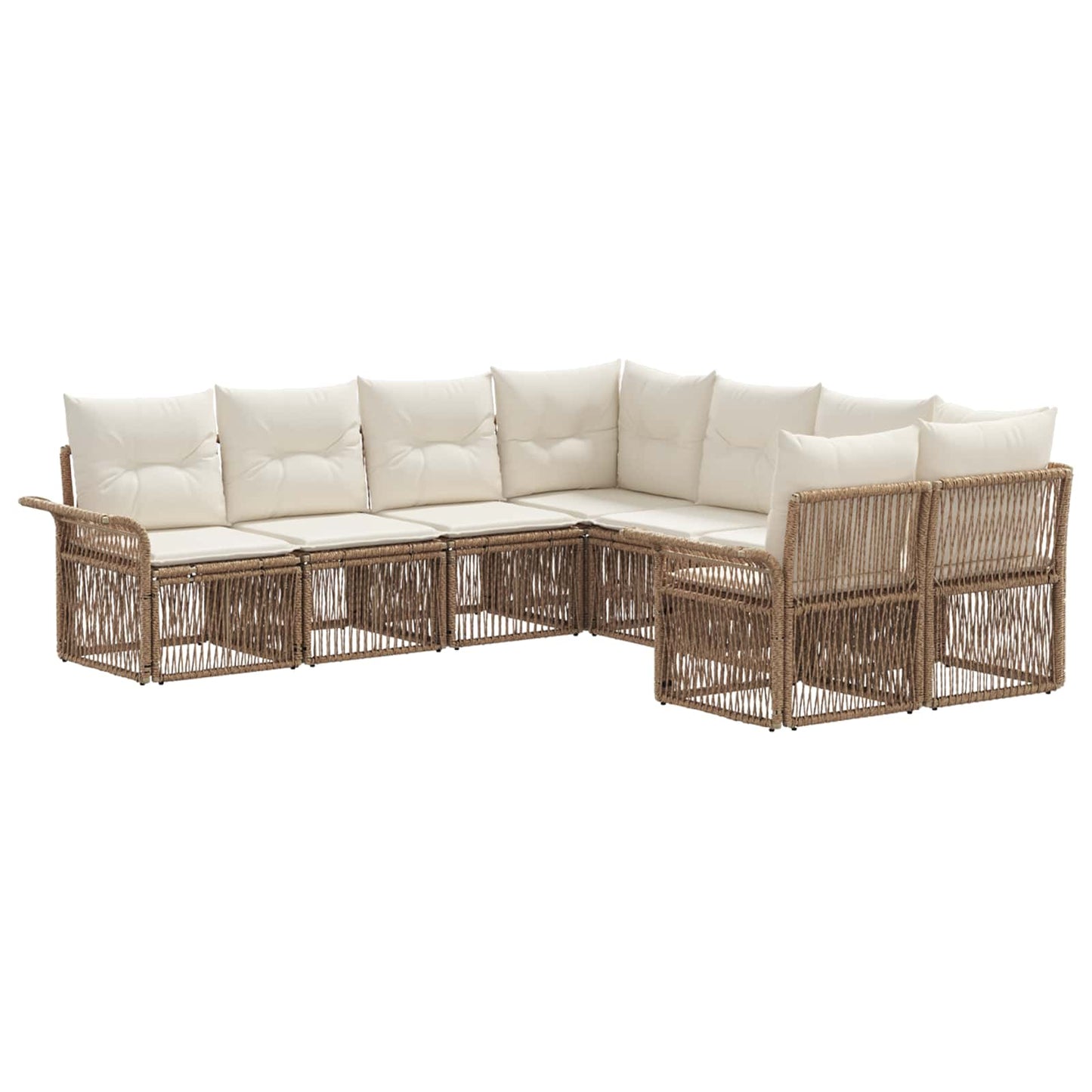 Tuinbankenset 8 st 8-Aantal zitplaatsen Beige en Crème Wit
