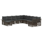 Tuinbankenset 11-delig poly rattan grijs