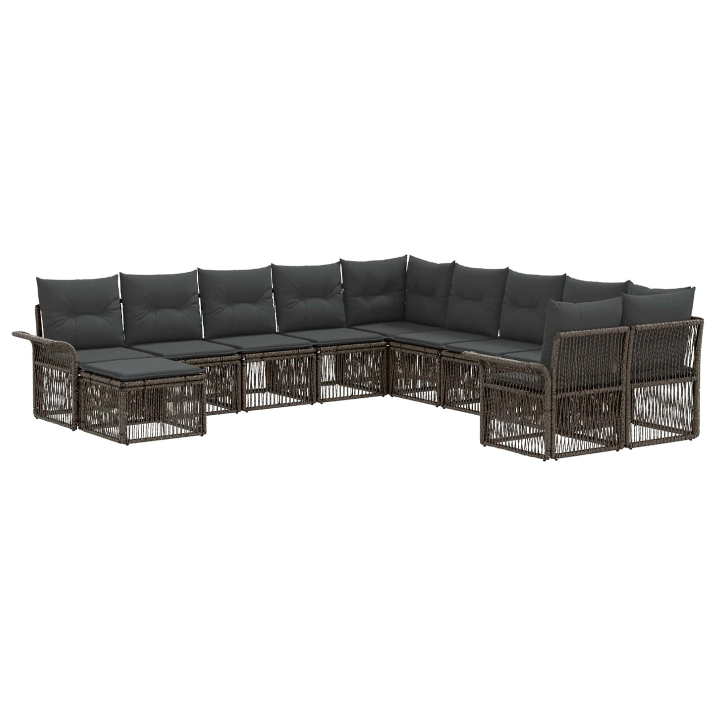 Tuinbankenset 11 pcs Grijs en Donkergrijs poly rattan