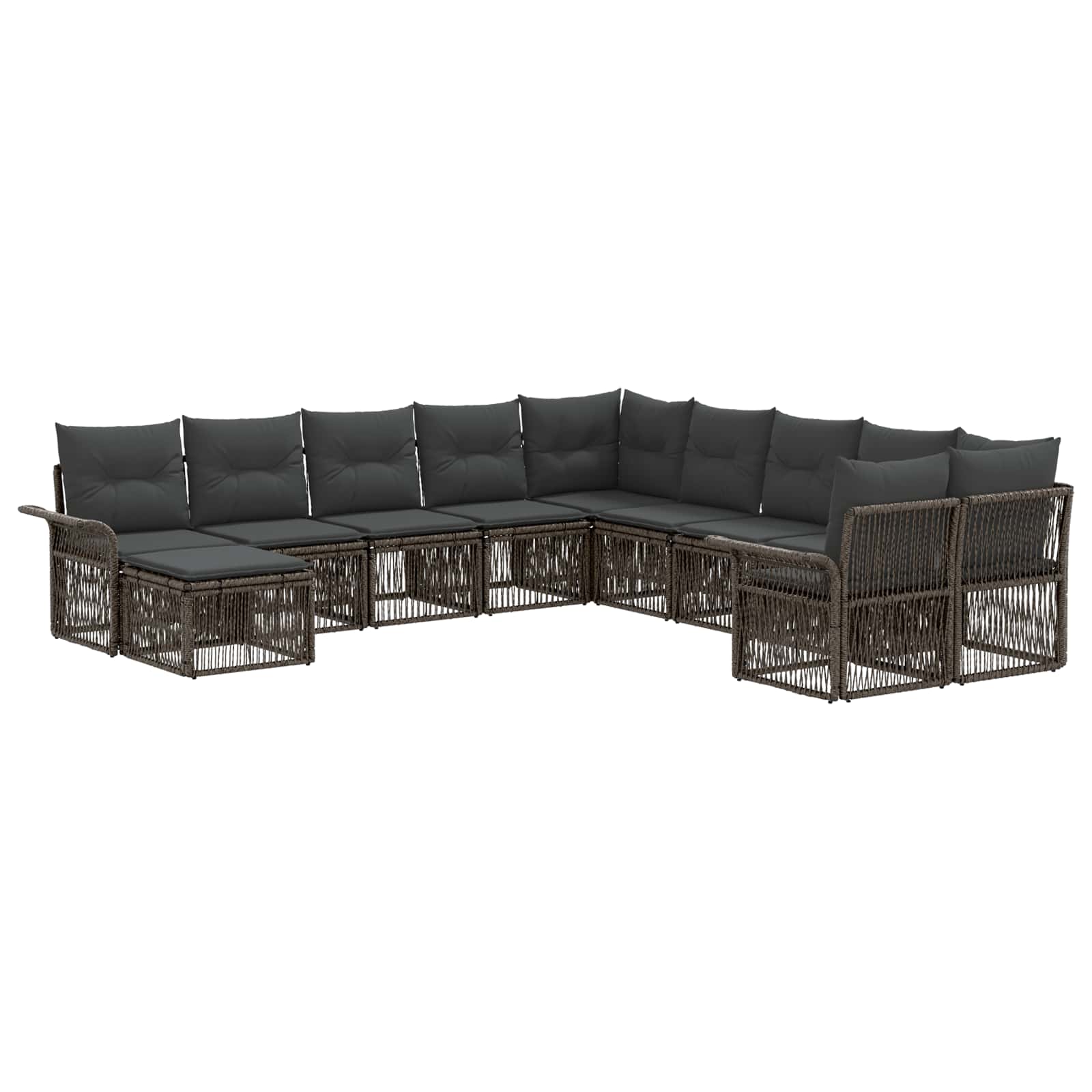 Tuinbankenset 11 pcs Grijs en Donkergrijs poly rattan