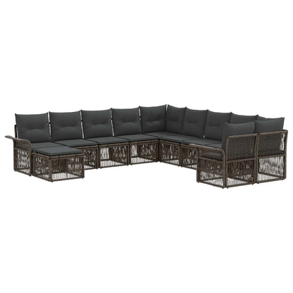 Tuinbankenset 11 pcs Grijs en Donkergrijs poly rattan