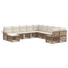 Tuinbankenset poly rattan 11-delig beige crème wit