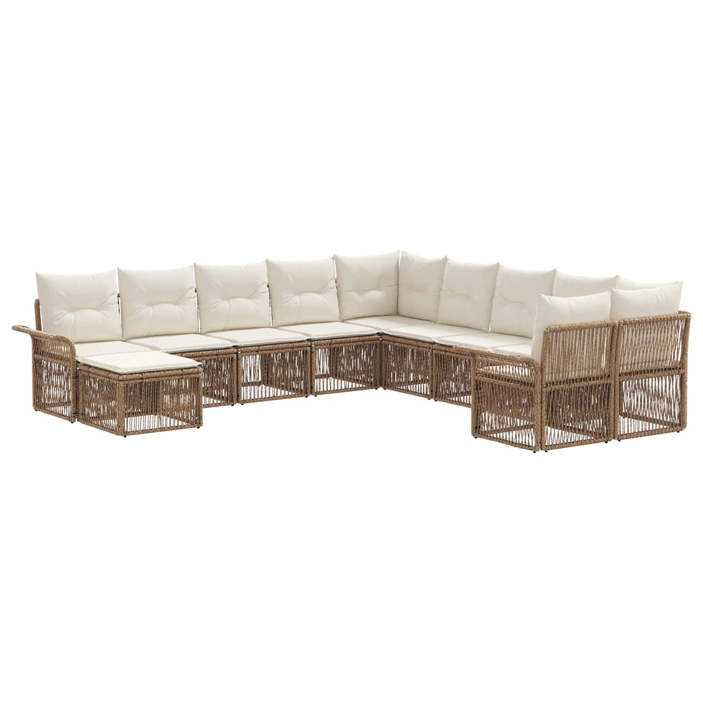 Tuinbankenset 11 pcs Beige en Crème Wit poly rattan