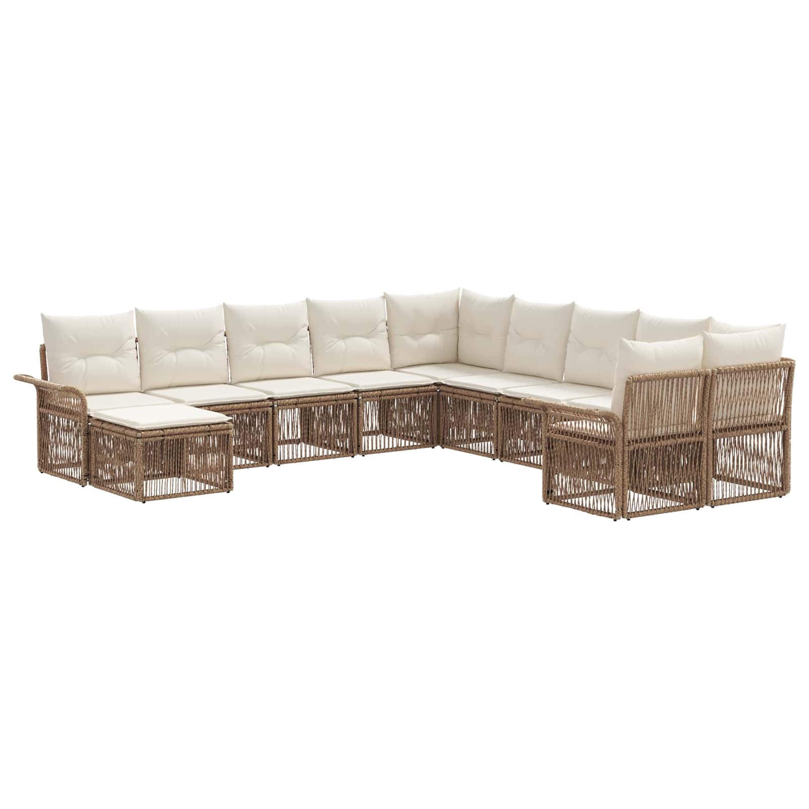 Tuinbankenset 11 pcs Beige en Crème Wit poly rattan