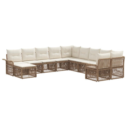 Tuinbankenset 11 pcs Beige en Crème Wit poly rattan