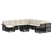 Tuinset poly rattan zwart cream wit 12-delig