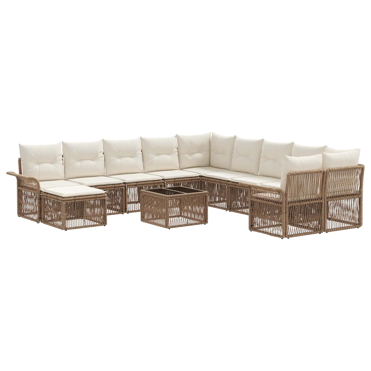 Tuinbankenset 12 pcs Beige en Crème Wit poly rattan