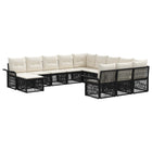 Tuinbankenset poly rattan 12 pcs zwart cream wit