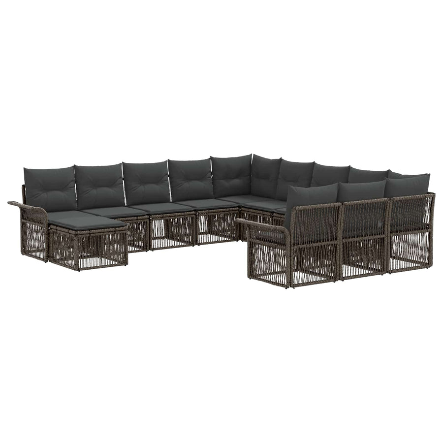 Tuinbankenset 12 pcs Grijs en Donkergrijs poly rattan