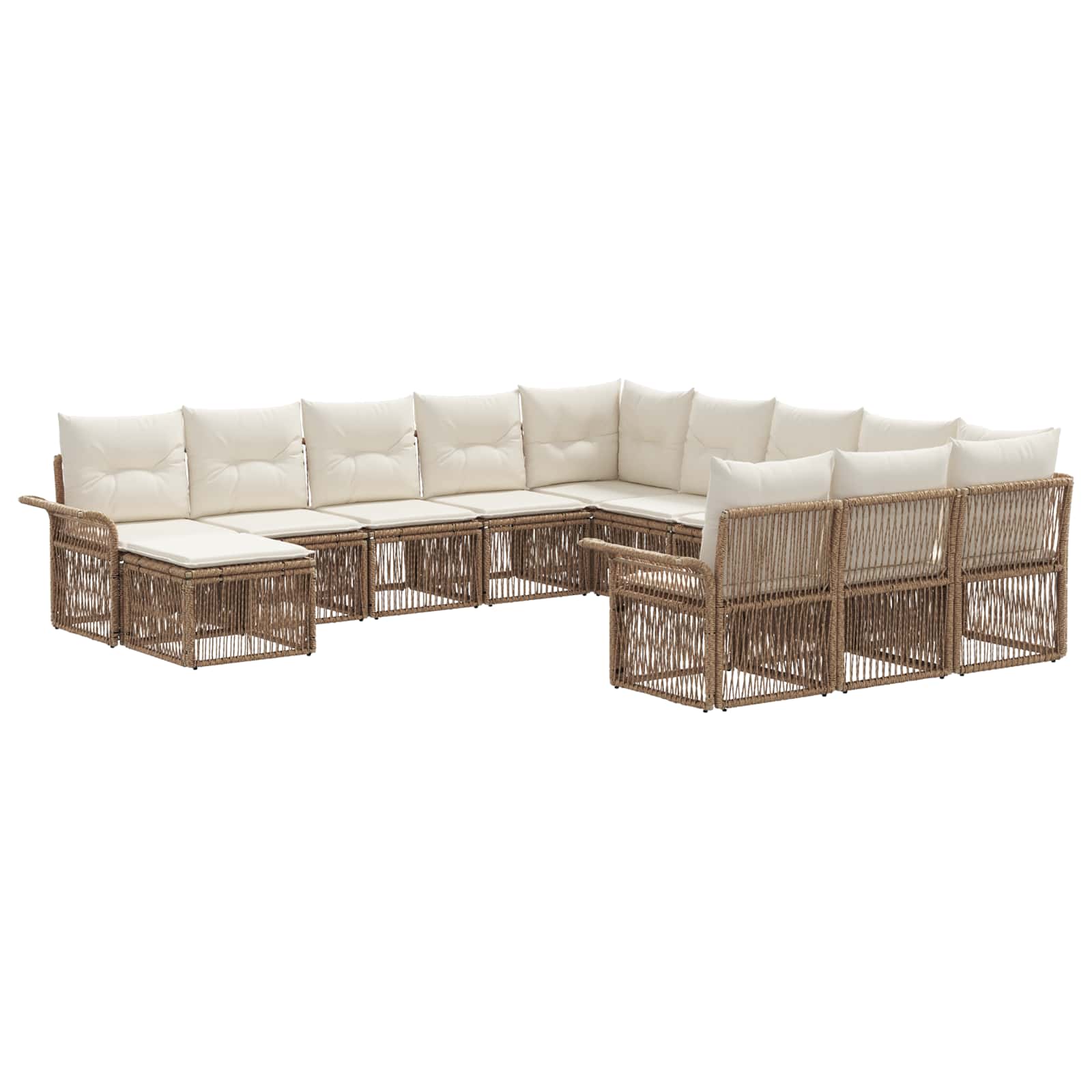 Tuinbankenset 12 pcs Beige en Crème Wit poly rattan