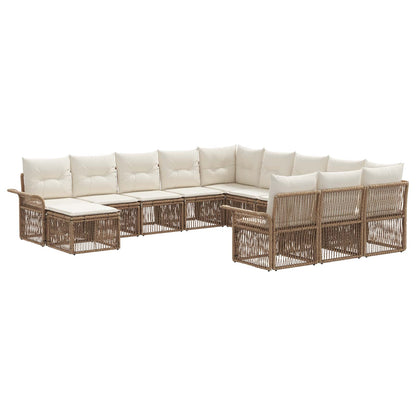 Tuinbankenset 12 pcs Beige en Crème Wit poly rattan