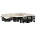 Garden Bench Set 13 pcs Black and Cream White poly rattan