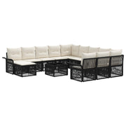 Tuinbankenset poly rattan zwart cream wit 13-delig