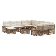Tuinbankenset poly rattan beige crème wit 13-delig