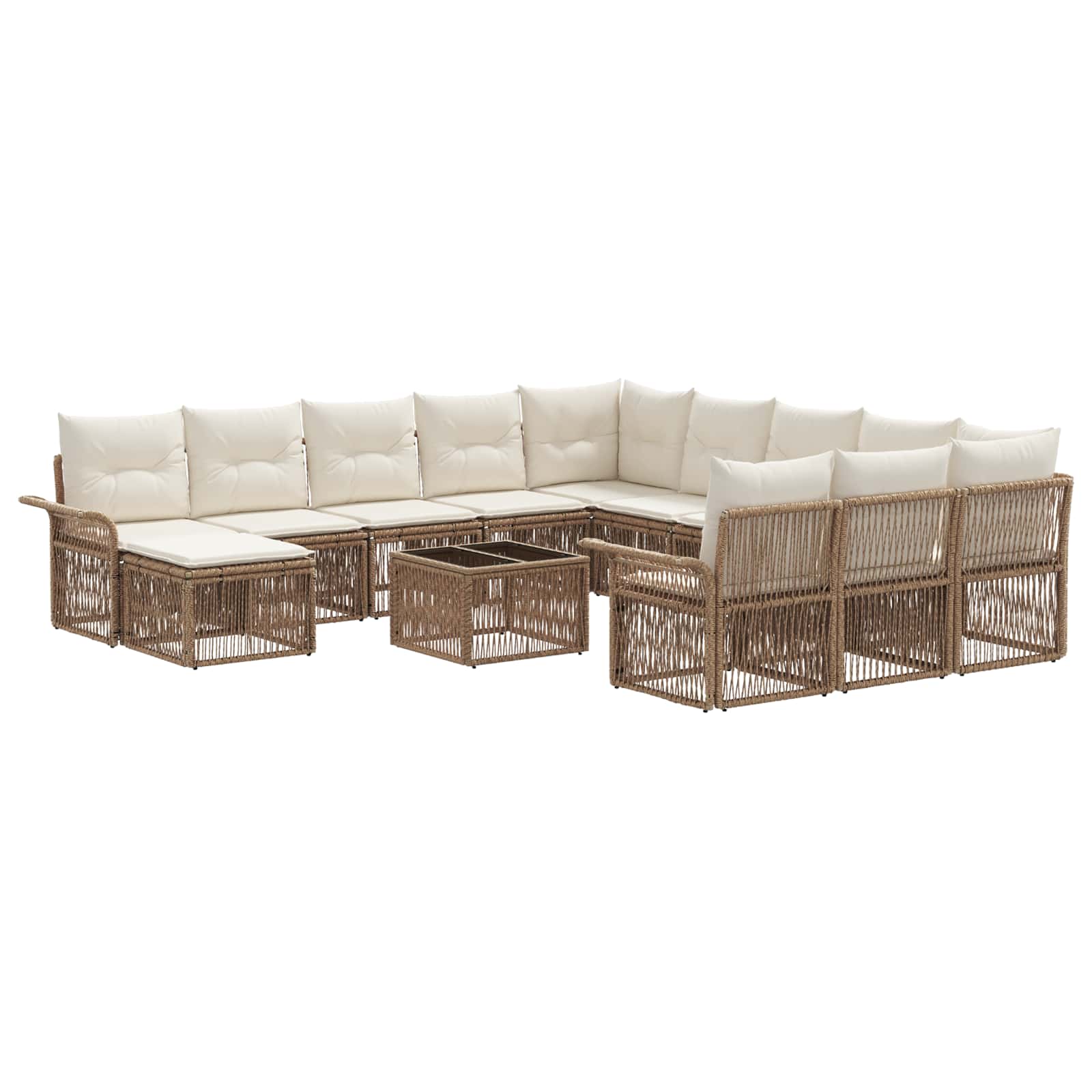 Tuinbankenset 13 pcs Beige en Crème Wit poly rattan