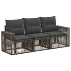 Tuinbankenset poly rattan grijs donkergrijs